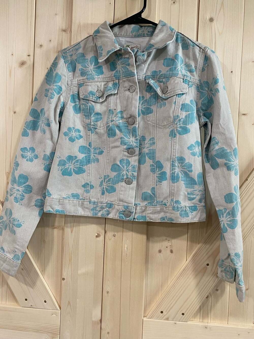 Polo Jeans Co. Ralph Lauren Floral Hawaiian Print Denim Trucker Jacket small